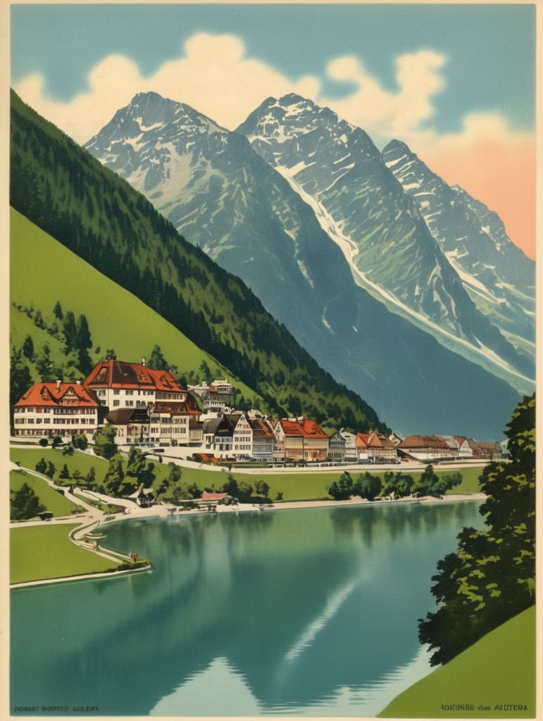 Illustration of an Austria in the style of Donald Fraser Gould McGill and a Bamforth postcard