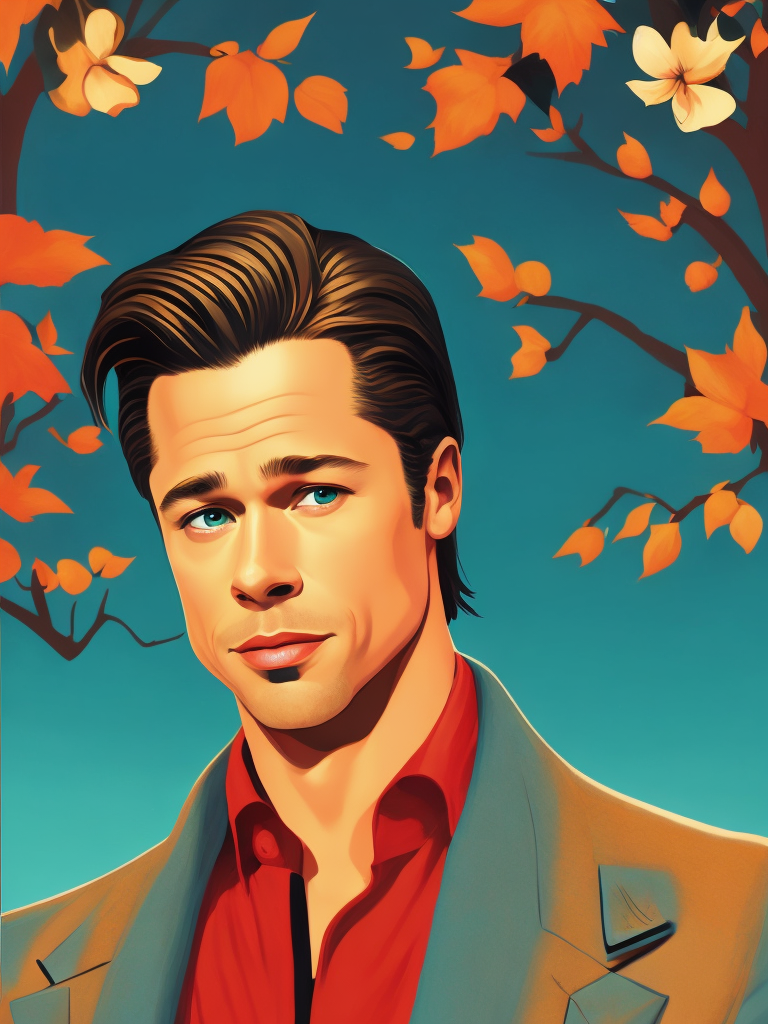 Brad Pitt, Illustration, Disney, USA, style of Mary Blair