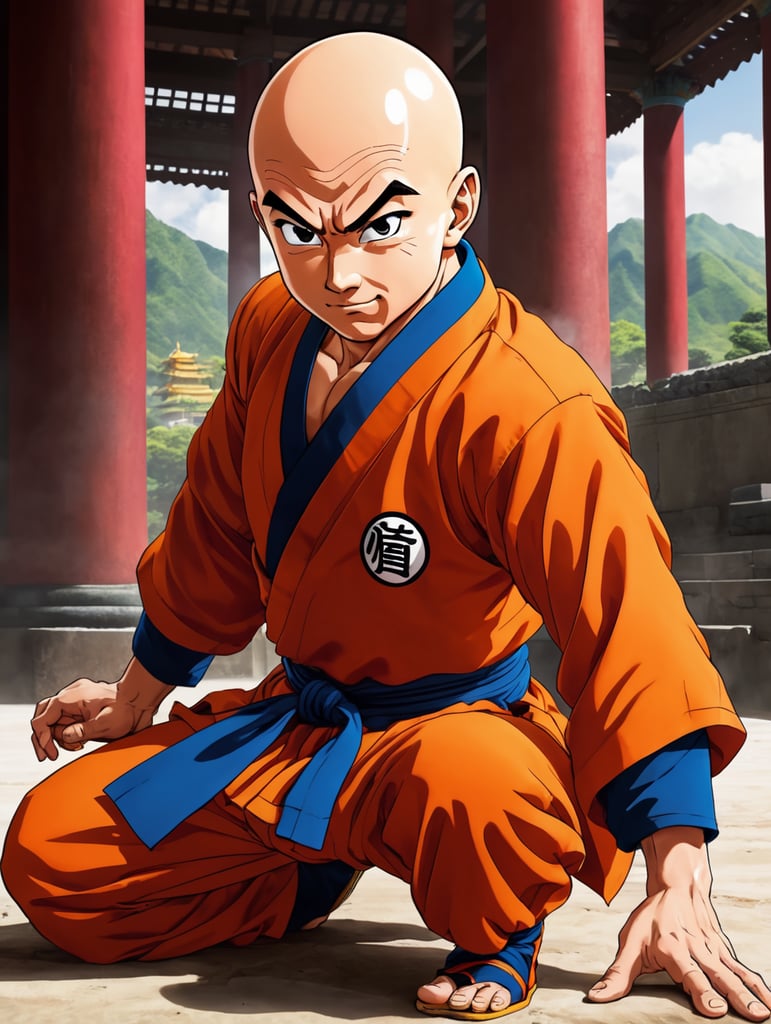 Krillin is a bald martial artist and one of Goku's best friends and classmates, Dragon Ball