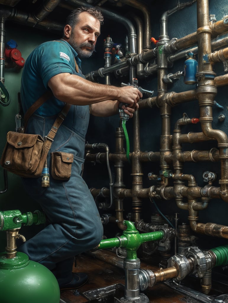 plumber, blue, green