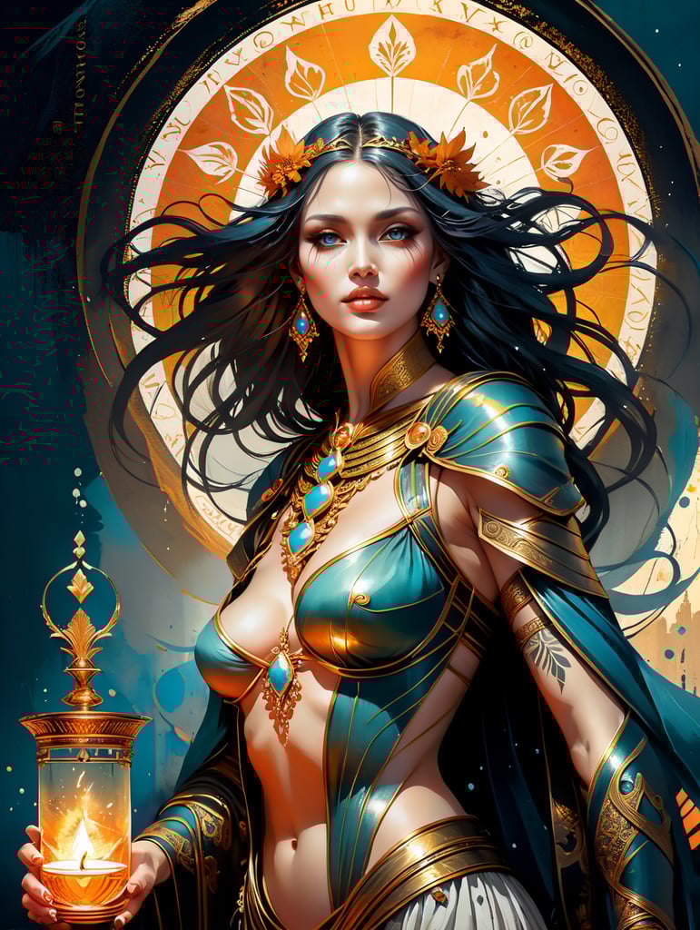 Temperance tarot card in medieval style