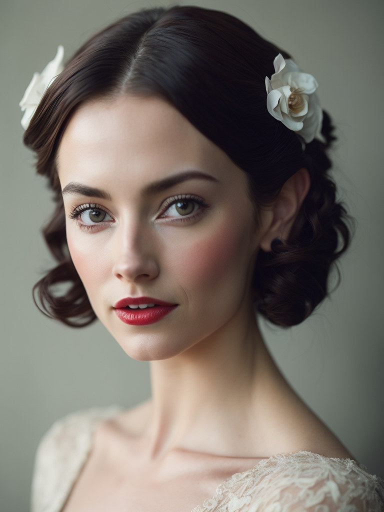 adorable Snow white, princess, delicate face, 1930s style