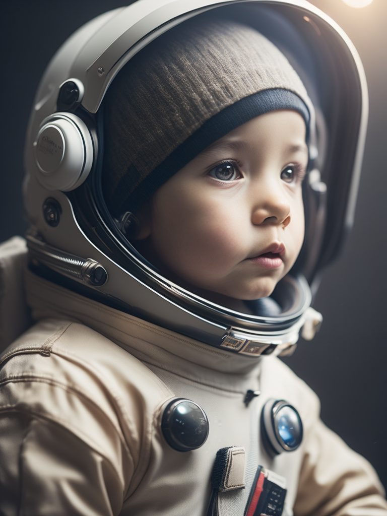 little astronaut in space, deep space background, high details, hubble photography