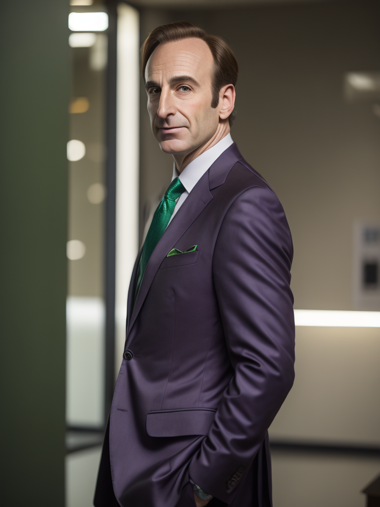 Saul goodman as green globin in a marvel movie, purple suit