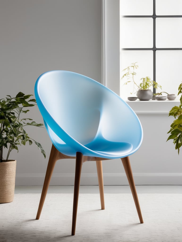 Una silla minimalista contemporánea de silicona semitraslucida como si lo hubiera diseñado hi estudio.