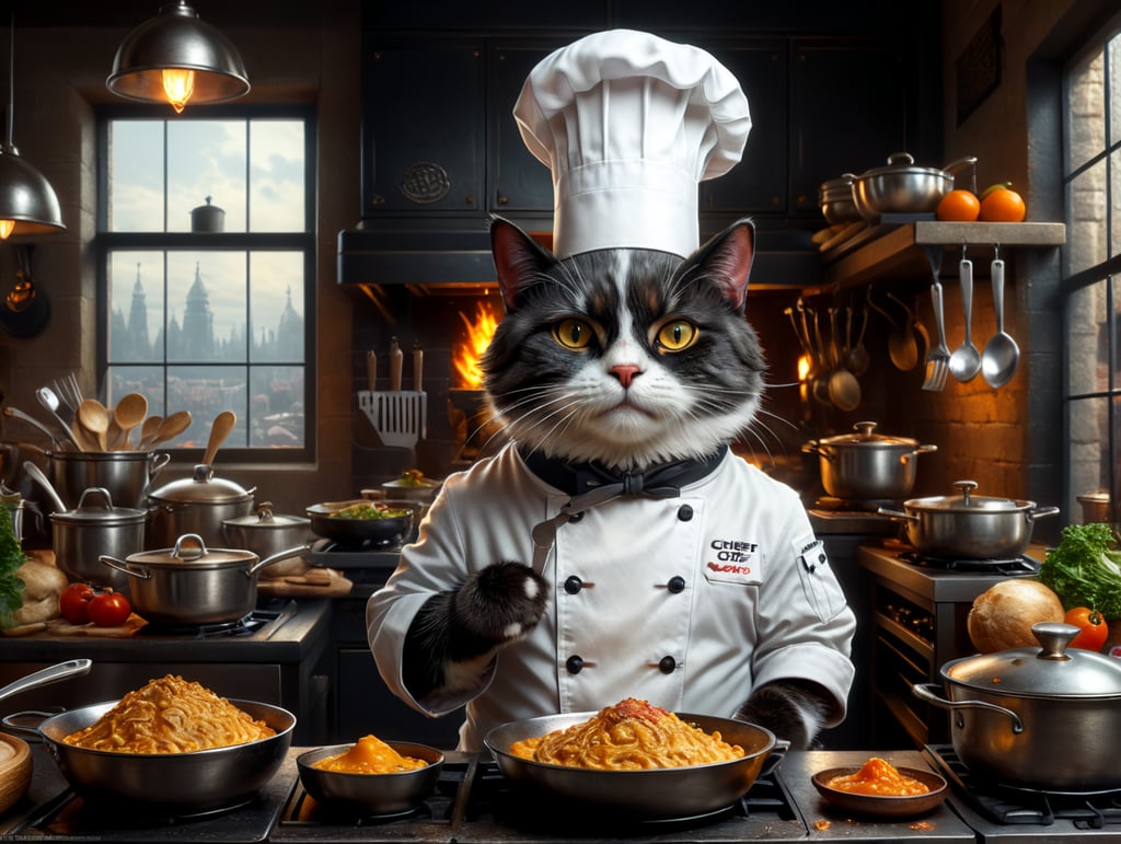 cute cook chef cat