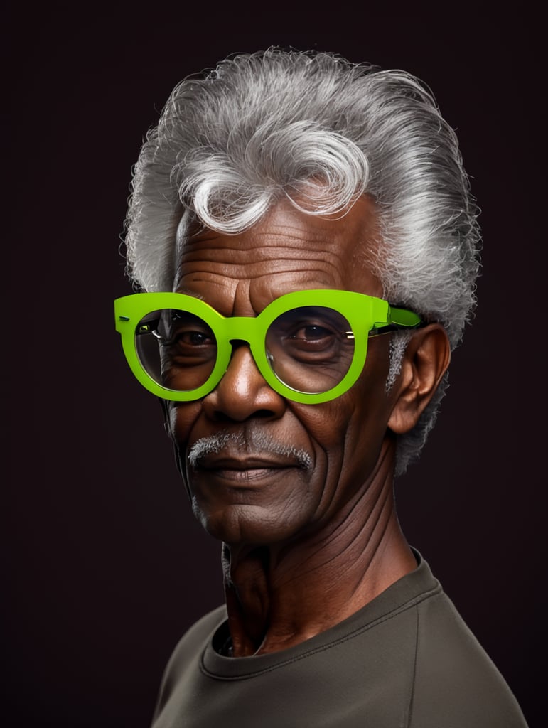 Elderly man with black skin and gray hair wearing glasses