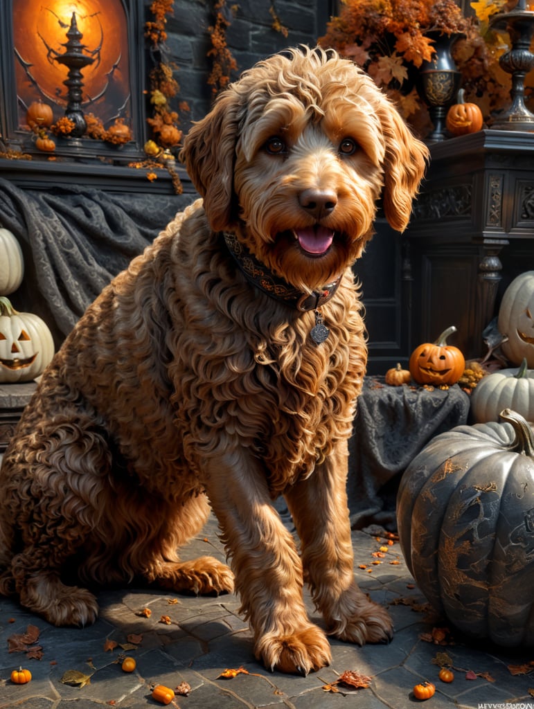 Halloween medium caramel labradoodle