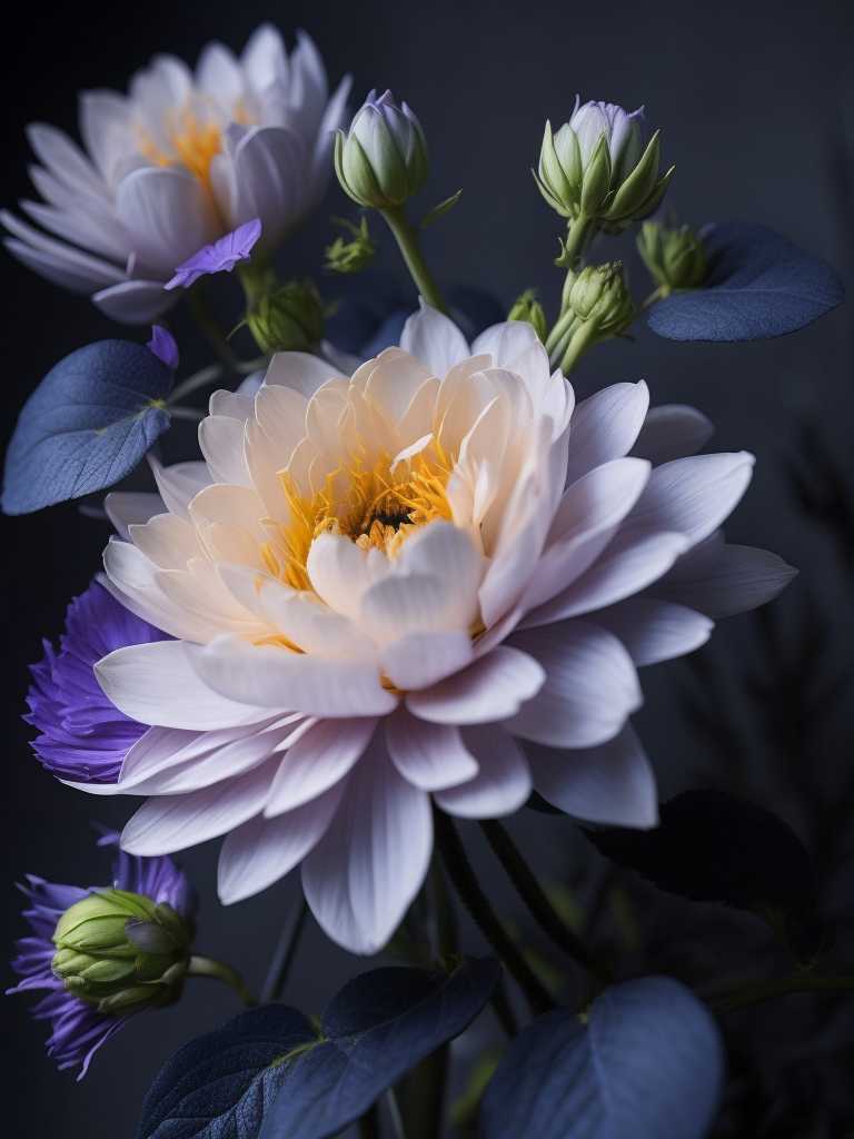 Flower, dark, deep colors, dark, atmosphere, dark blue