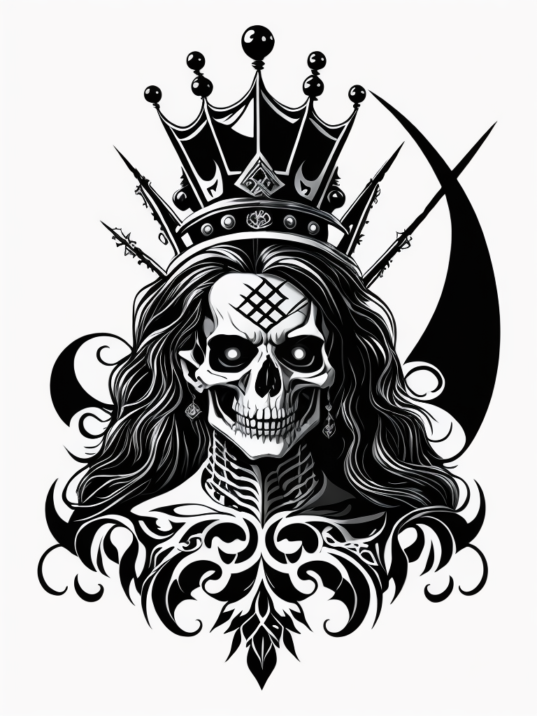 A vector art of a queen skeleton tattoo