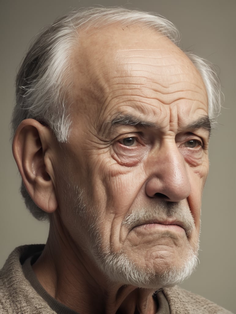 face of an old man with drooping mouth on left side