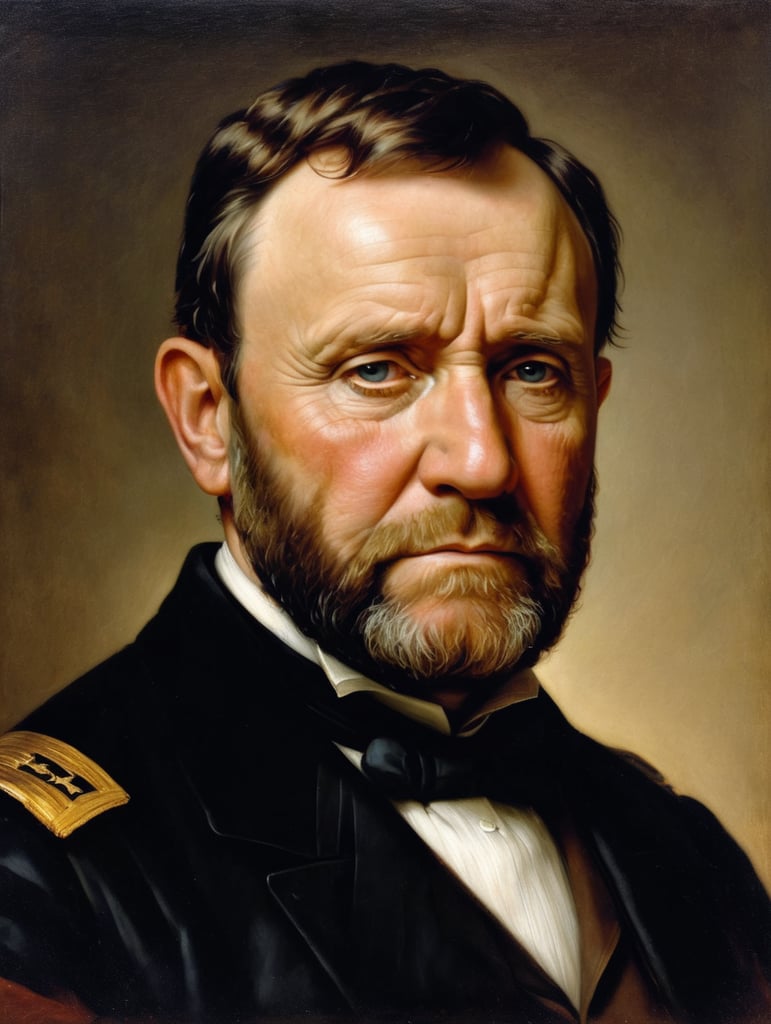 Portrait of Ulysses S. Grant by Rembrandt Harmenszoon van Rijn, sad face, America, so sorry