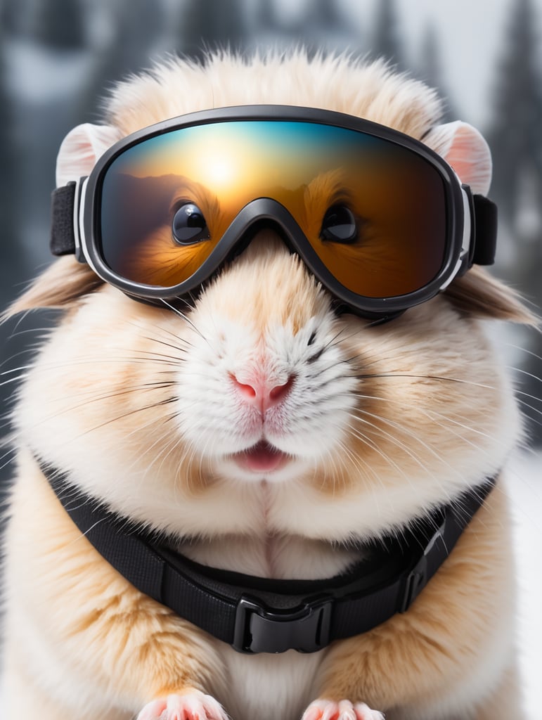 Hamster portrait with ski goggles