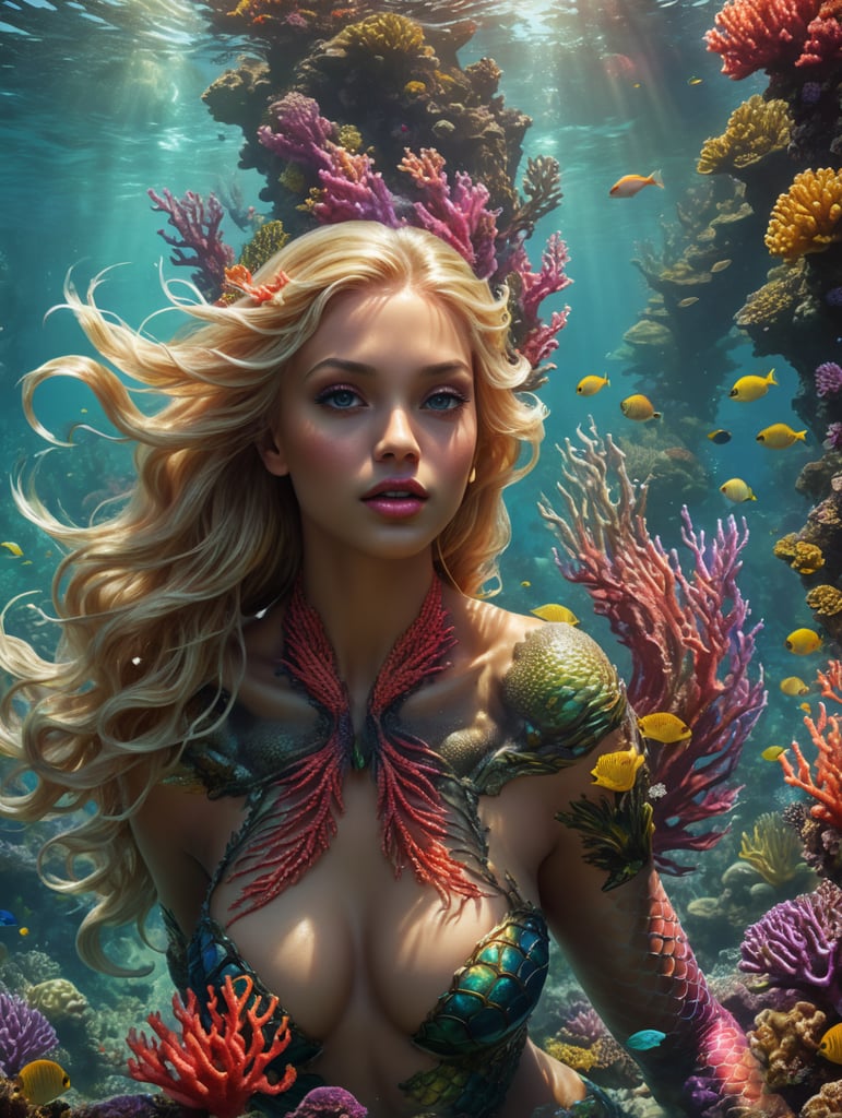 Blonde, mermaid,