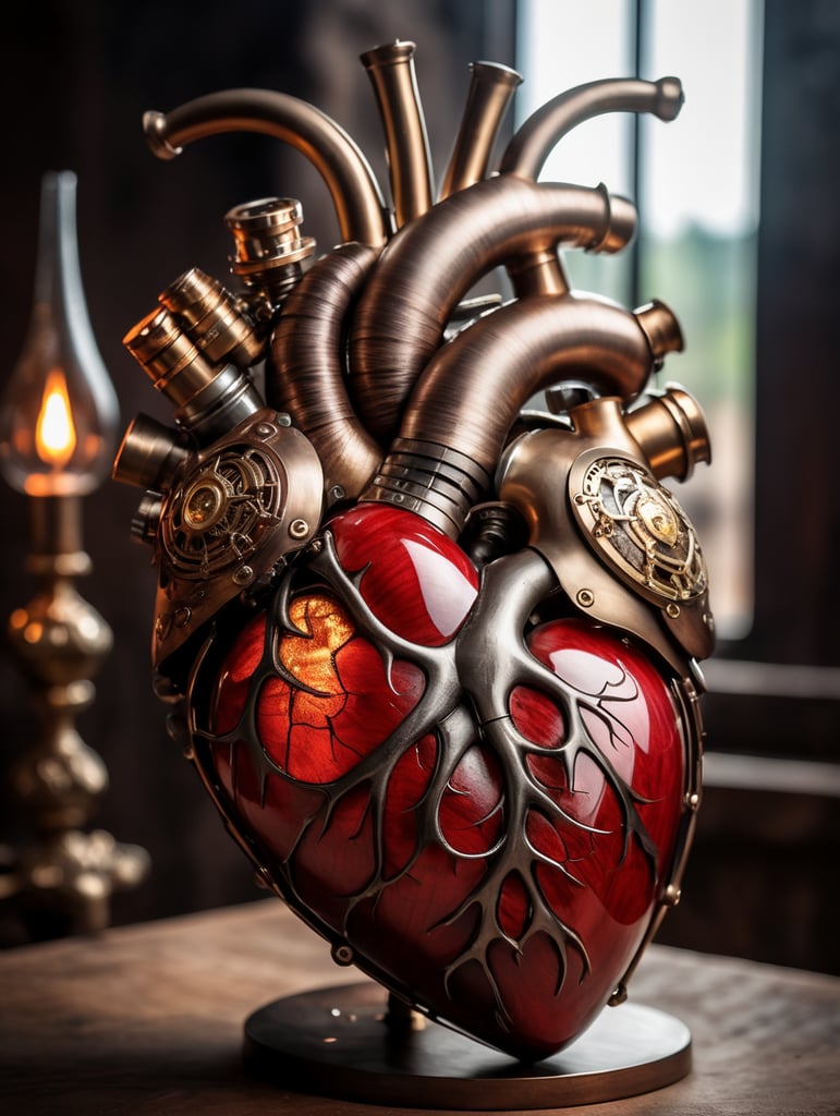 human heart made by a skilled craftsman in medieval steampunk style