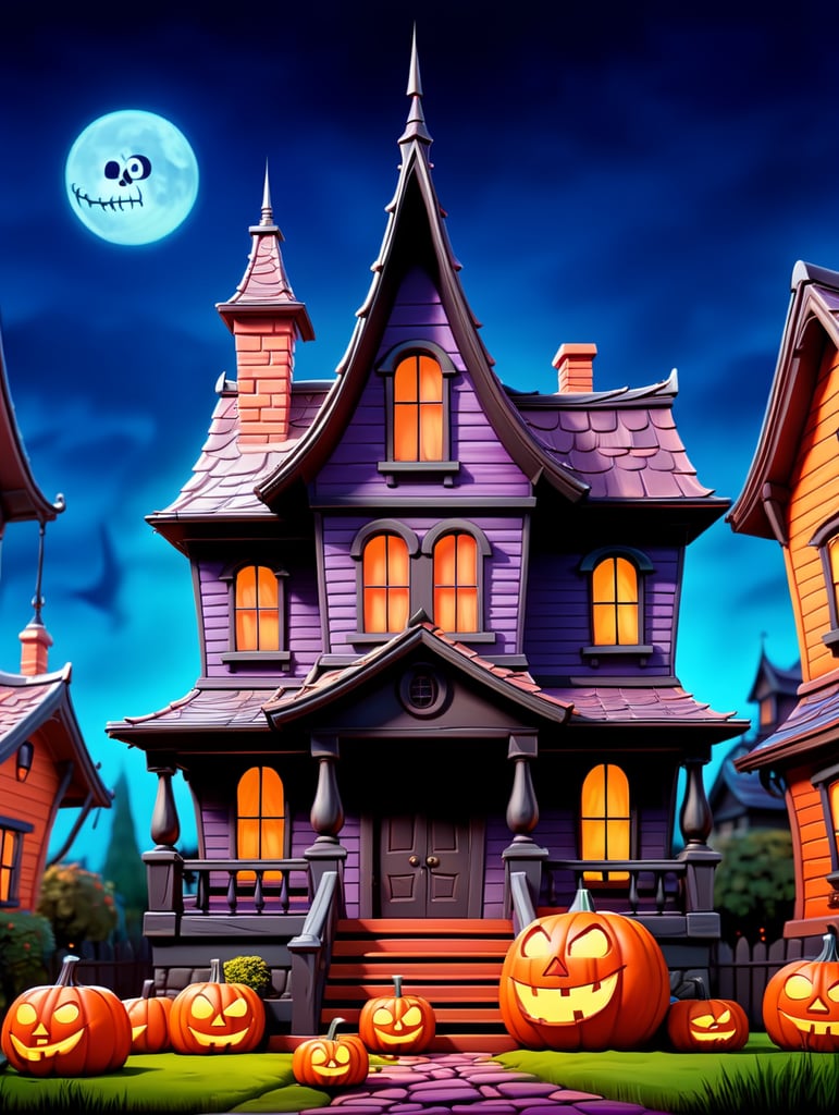 Premium Free ai Images | halloween background with scarry house