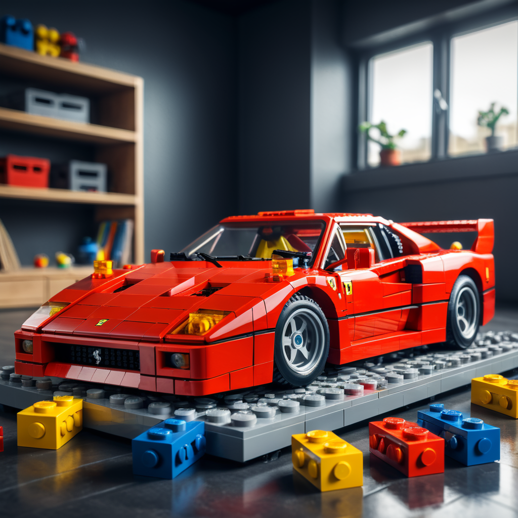 Ferrari f40 with Lego bricks without background. That can be used as png image