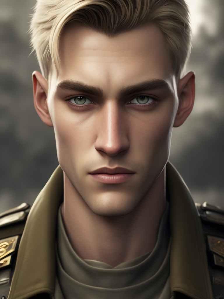 white male young blond face front view military
