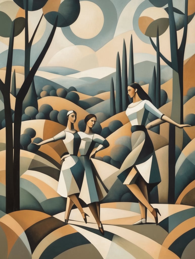 Paisaje cubista con bailarinas