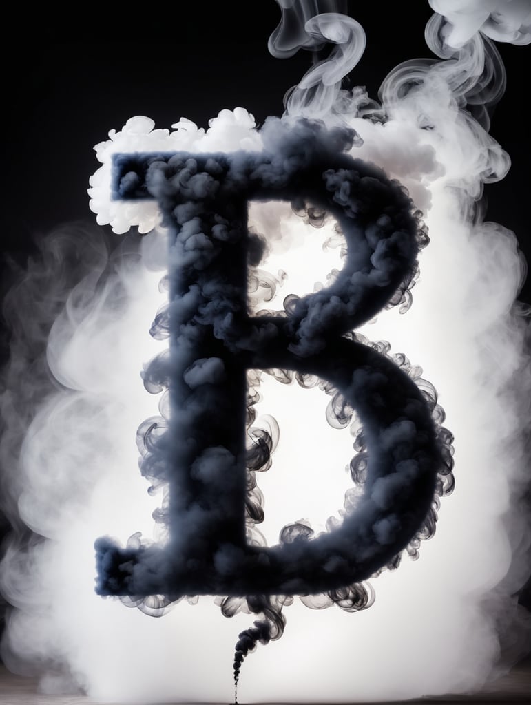 a letter a made from smoke, smokey letter, B letter