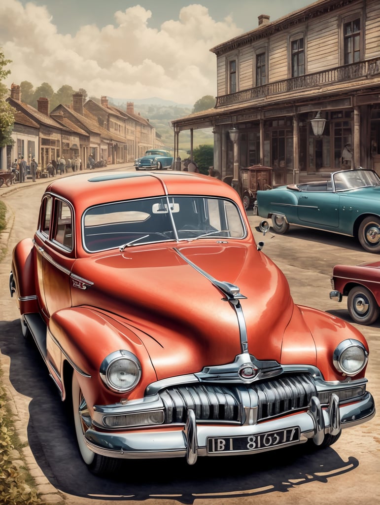 Old ancient car drawing