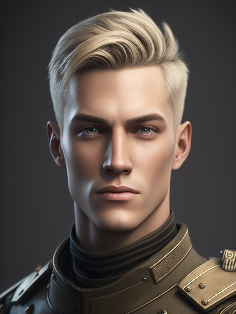 white male young blond face front view military