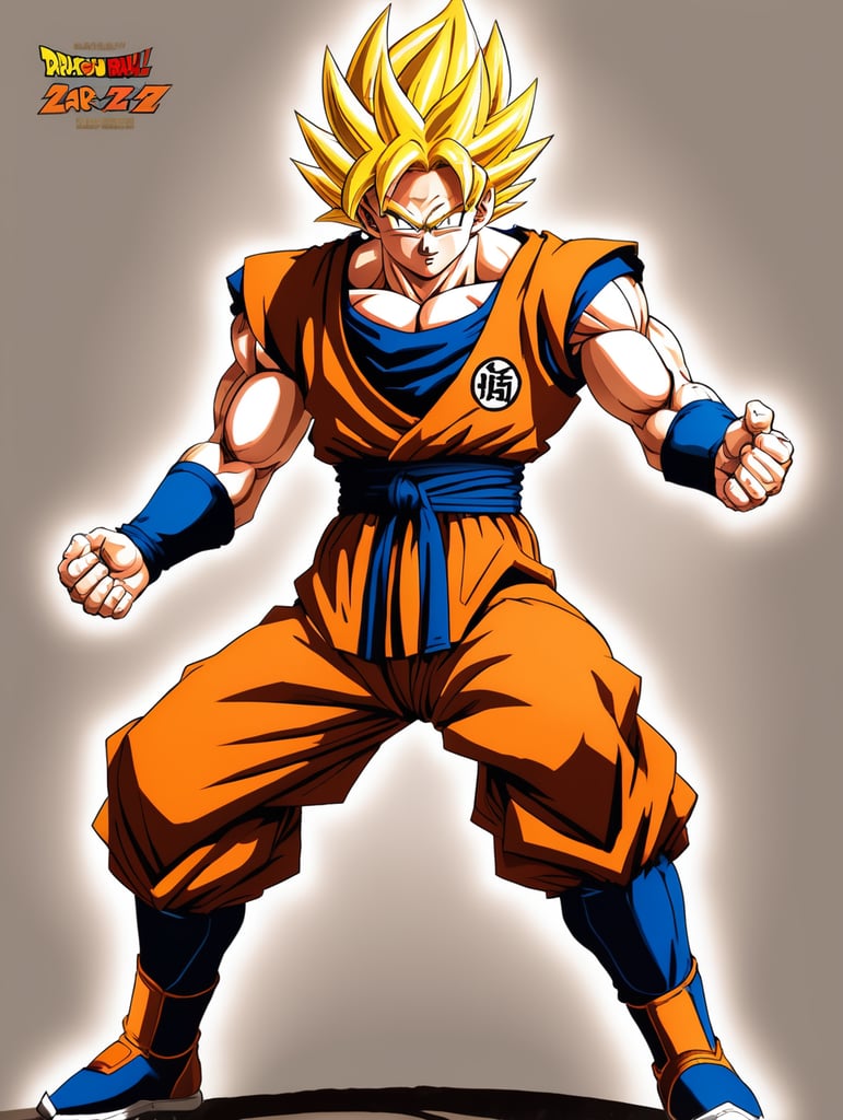 Goku from dragonball z turning super sayain and infront of him is the word "ThyJay" by his knees