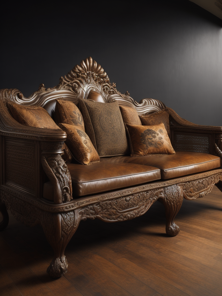 deep carved sofa, deep atmosphere, Chinese style, sharp on details