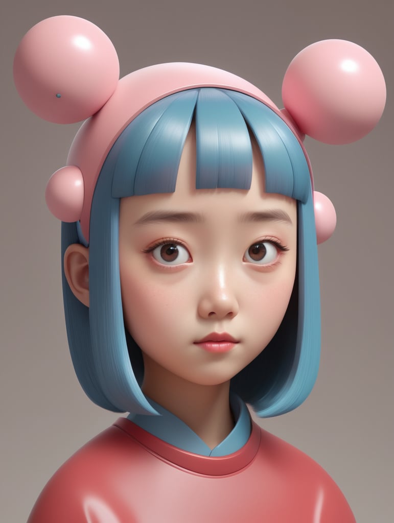 Cartoon character is shown, in the style of yanjun cheng, 8k 3d, olivia locher, cranberrycore, post-internet aesthetics, jun kaneko