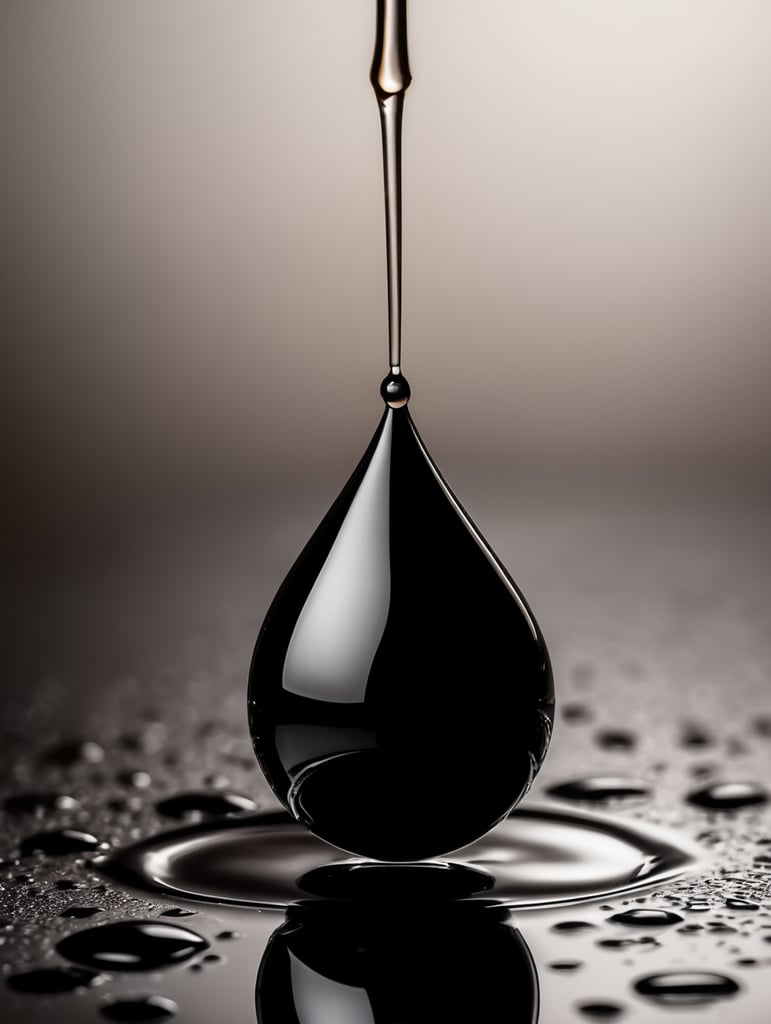 Minimalism, black oil drop on a black background