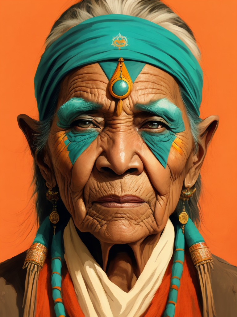 native american old woman in national dress