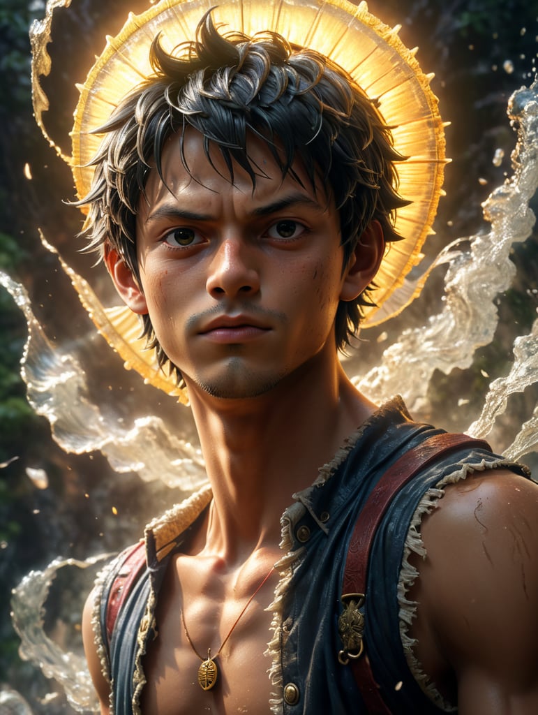 one piece luffy young with morning light