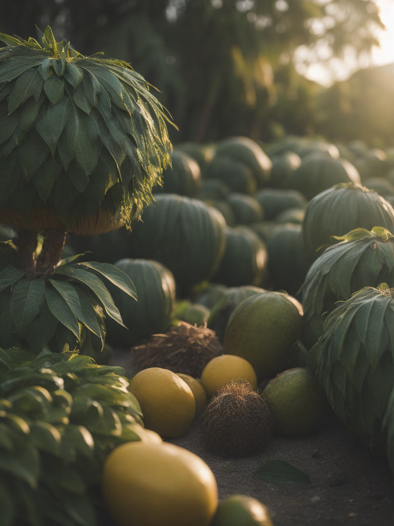 nature landscape with green coconuts and honeycombs