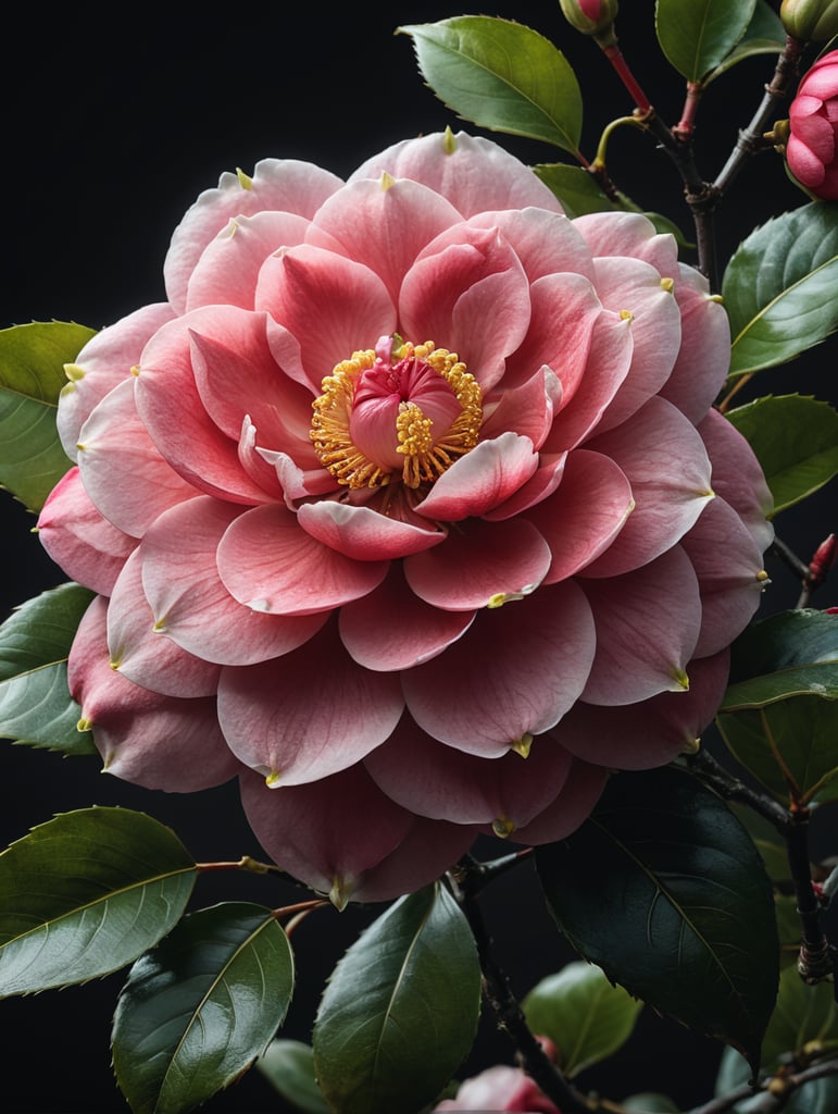 Japanese camelia flower blooming