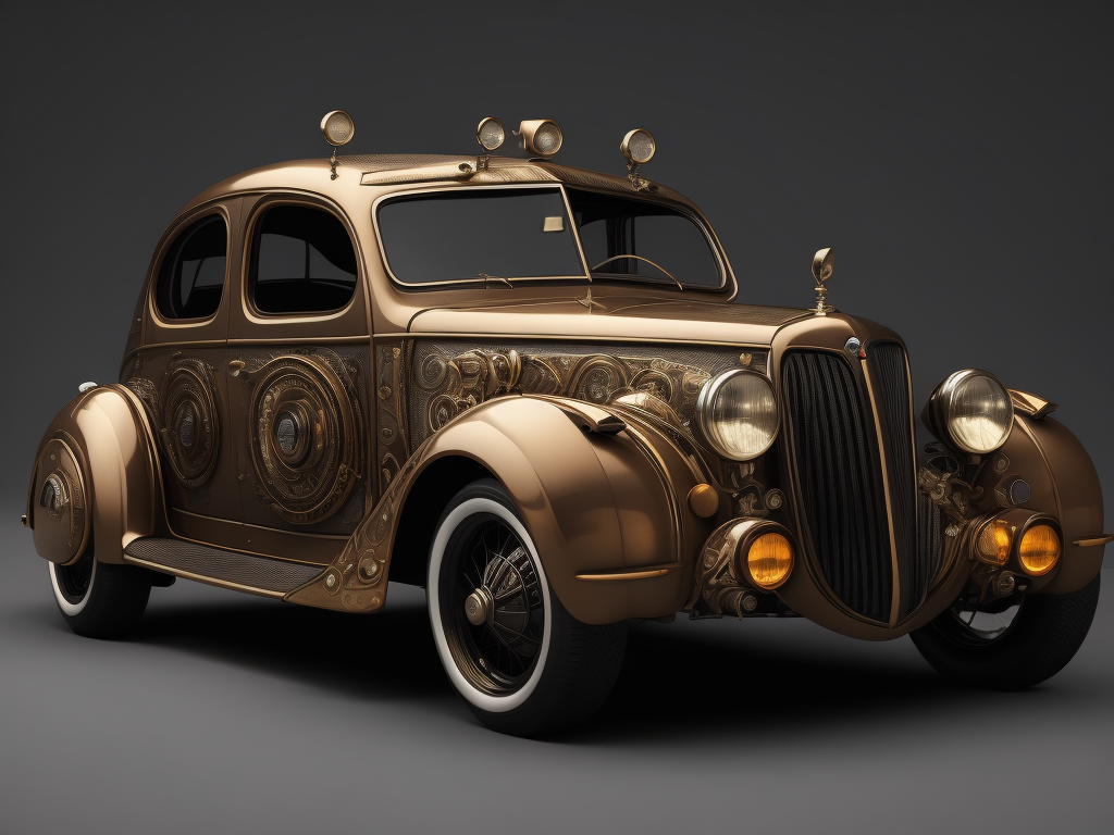 Symmetrical and proportionate steampunk car!!, inspired by robert j. brawley, symmetrical ornament, 1800,