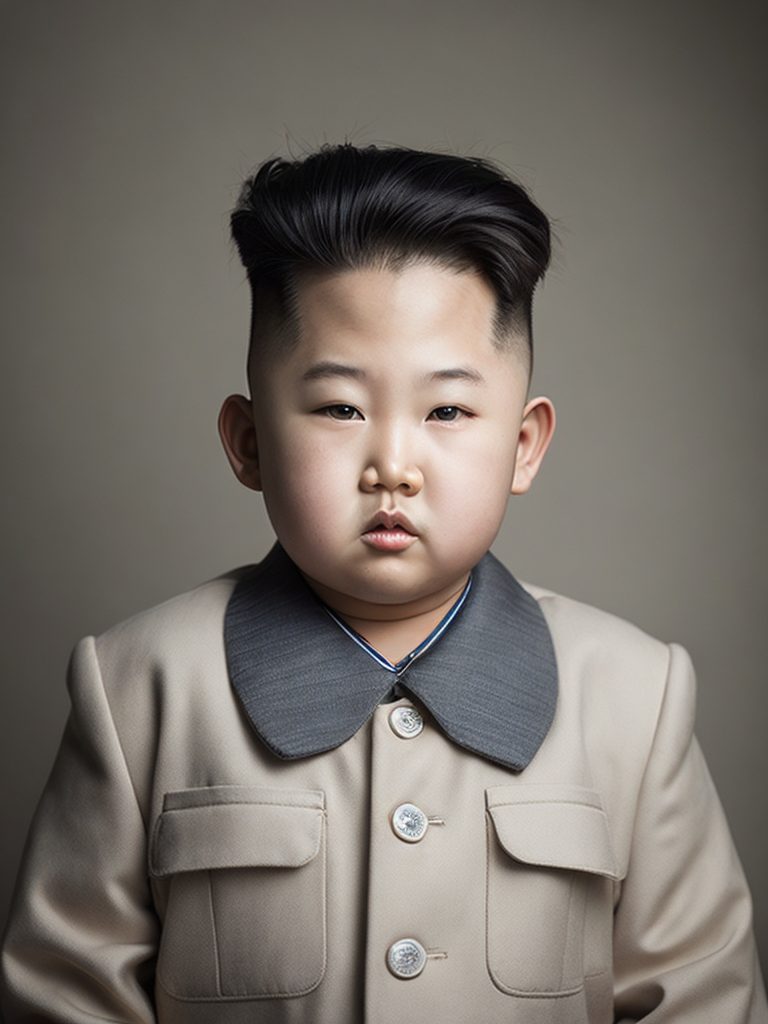 portrait of Kim Jong Un as a kid, happy