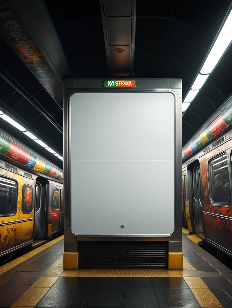 subway blank white billboard, mockup, mock up