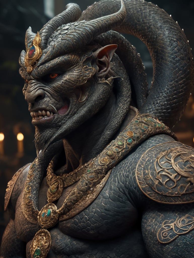 Fijian Snake God with tattoos