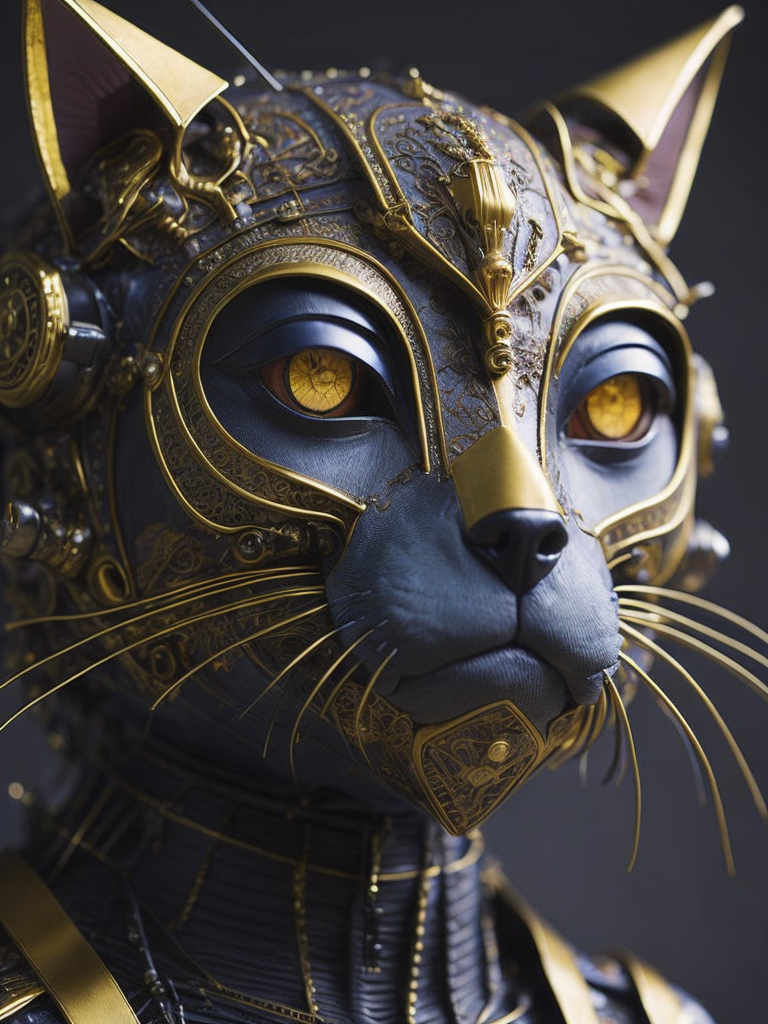 Masterpiece sculpture of an ornate bejeweled mechanical robot dog face, by annie swynnerton and diego rivera and nicholas roerich and jean delville, symbolist, dramatic lighting, god rays, elaborate geometric ornament, art brut, rich colors, smooth, sharp focus, extremely detailed, adolf wolfli and donato giancola