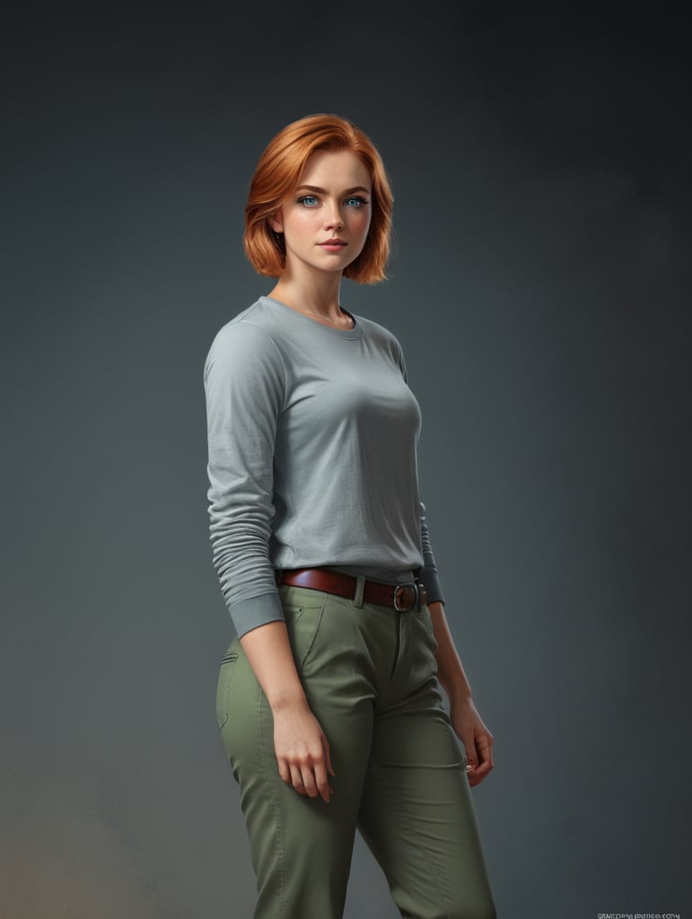 я маша не высокая девочка с рыжими средней длинны волосами у меня серо-зелёные глаза я одета в белый топ и серые трико рядом стоит парень никита он высокий с голубыми глазами и тёмно-русыми волосами он одет в белую футболку и чёрные трико