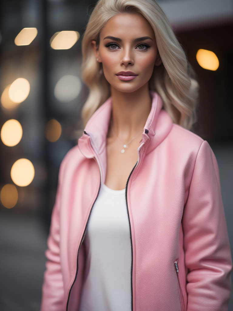 barbie in a real life, pink jacket