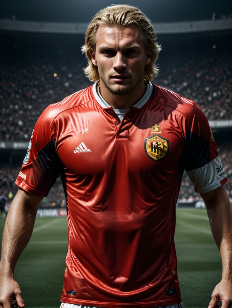 Create a fifa player with blonde hair and white body
