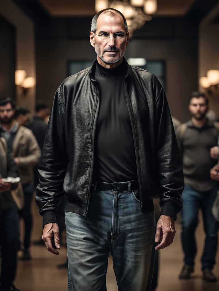 Steve Jobs full body and looking at camera