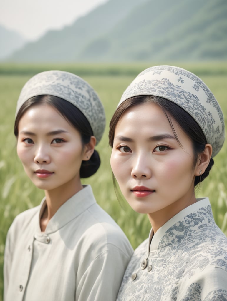 Leica portrait of people, in the style of dark hues, rural china, coded patterns, sparse and simple, uhd image, urbancore, sovietwave