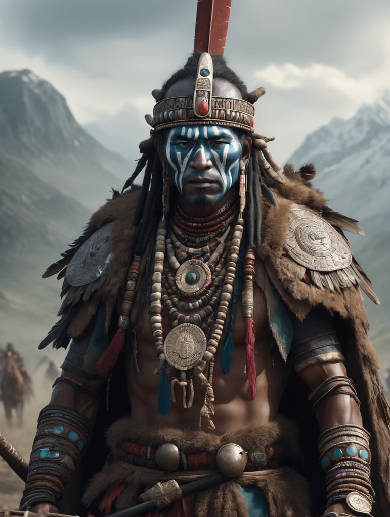 The influence of shamans in war writes the story of a supernatural power, touched by courage and wisdom.Remember, the war is won not only with swords, but also with the strength deep within the heart. 8K, Cinematic, Hyper realistic, High Resulution