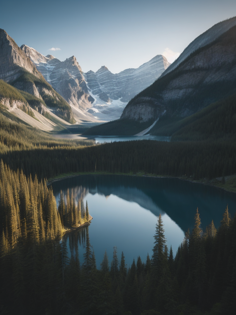 british columbia, surrounded by mountains and nature, beautiful lakes and rivers, volumetric lighting, photorealistic, insanely detailed and intricate, canadian rocky mountains, ultra hd, matte painting, radiant light rays, highres, highly detailed, concept art, Aesthetic, contrast light