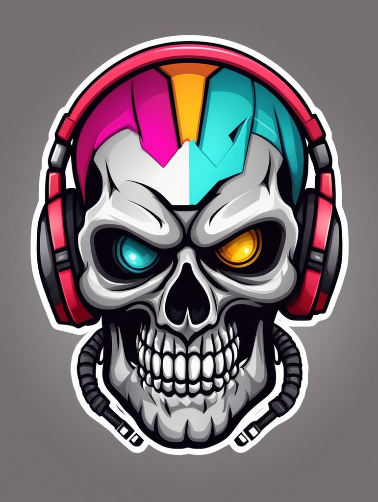 Skull Gamers mascot logo, e-gaming, bright colors, Gaming Logo, vector image