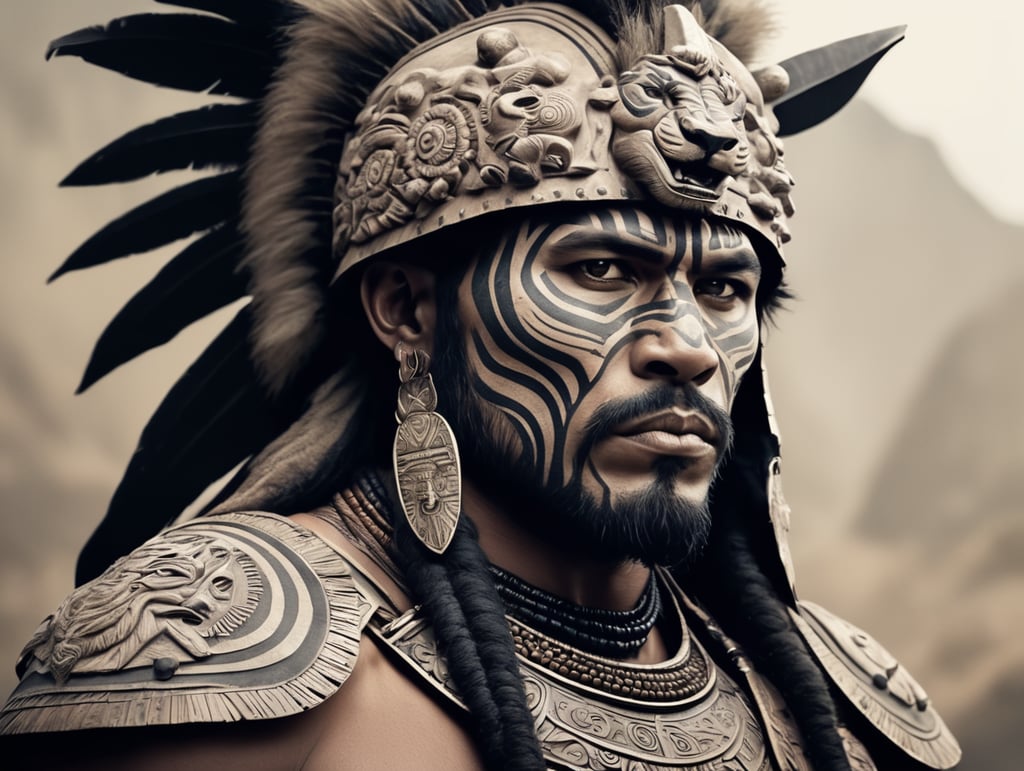 Tribal warrior with a lion's head