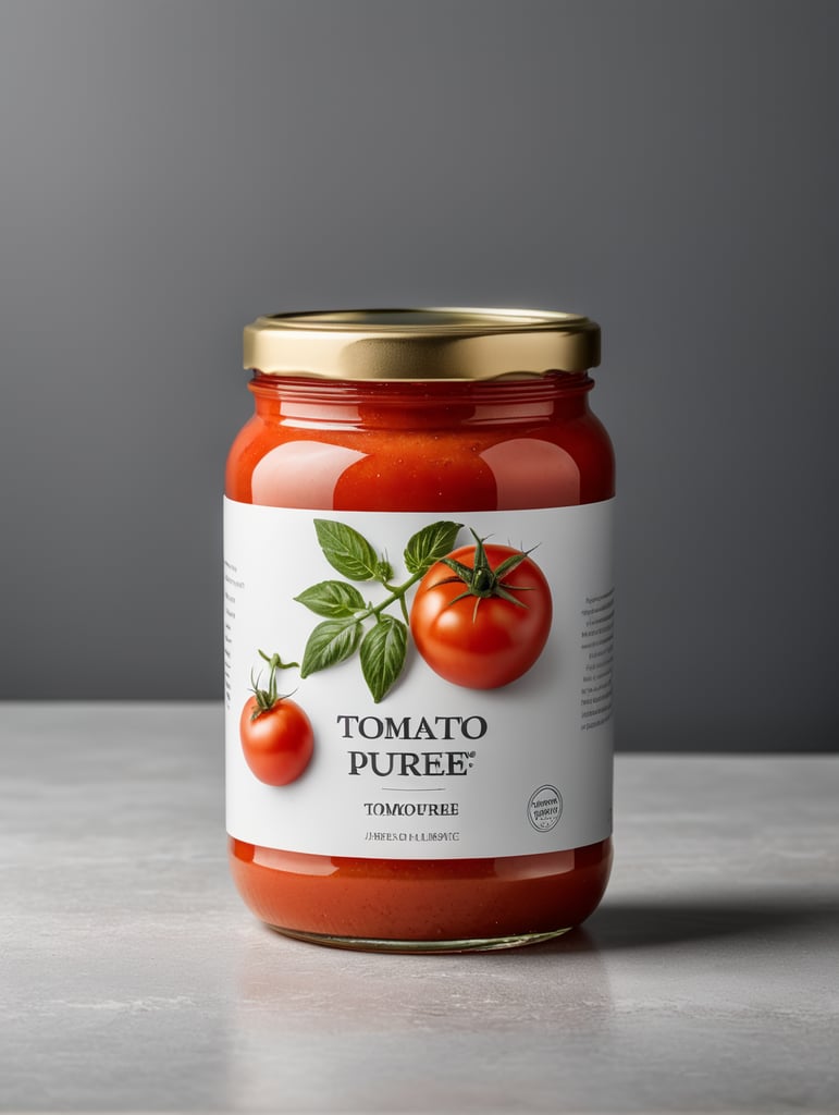 tomato puree jar mockup, no label, isolated, grey background