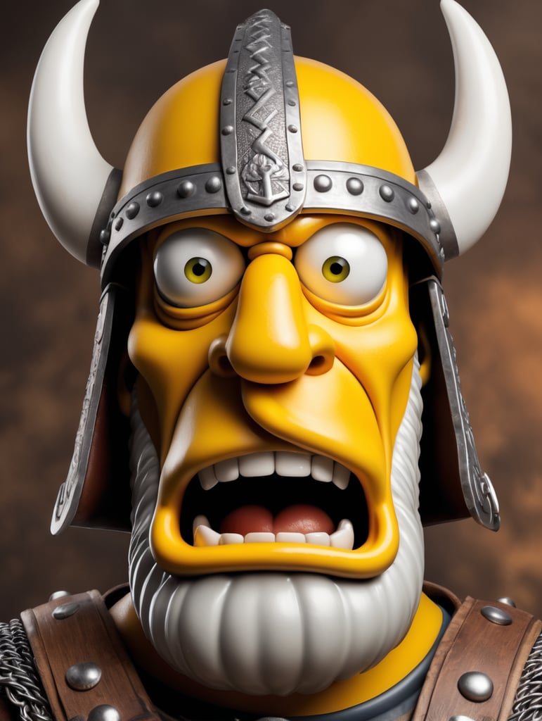 Homer Simpson with a Viking helmet with crazy face and with the Look I’m a Viking